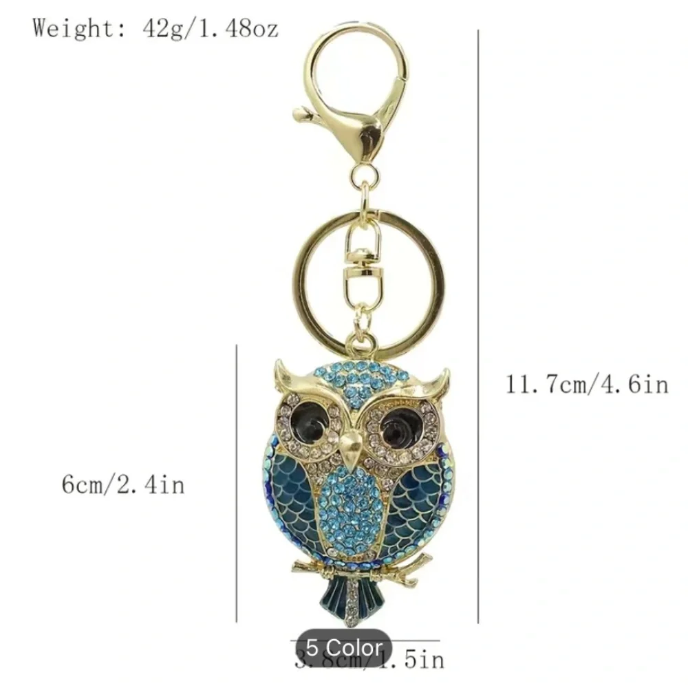 NWT Rhinestone Owl Keychain Key Ring or bag ornament fabulous